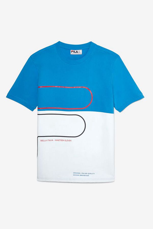 Fila Salza Men's Tee - Blue/White/Red,NZ 543-28465